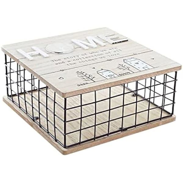 Dekorativ låda - DKD Home Decor - Svart - Metall och MDF - 27 x 53 x 51 cm - Nutida design