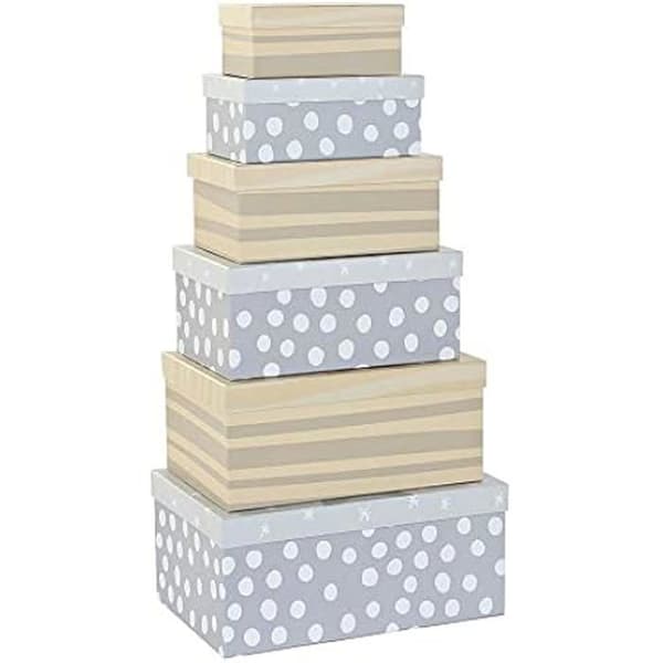 Dekorativa lådor - DKD Home Decor - Set om 6 - Kartong - Dekorativa föremål - Blandat
