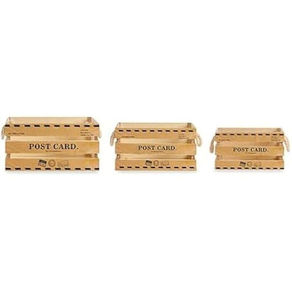 Dekorativa lådor - DKD Home Decor - Set med 3 - Trä - Flerfärgad - Dekorativa objekt