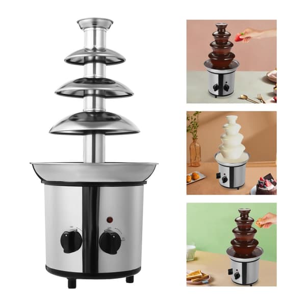 Chokoladefontæne, 4-lags design, 1,8L kapacitet, rustfrit stål konstruktion