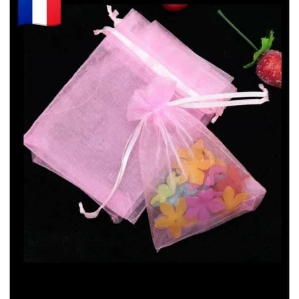Presentpåse - Ej specificerat - 10st - Rosa - 18x13 cm - Organza med band