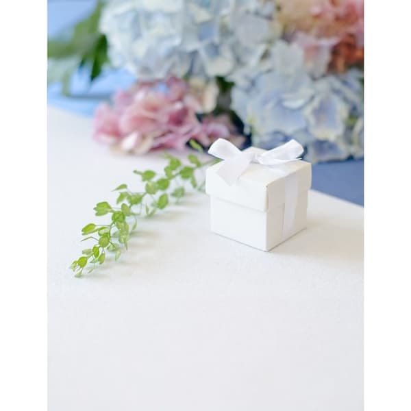 10 Vita kartonglådor med band 5,2 x 5,2 cm - Vit