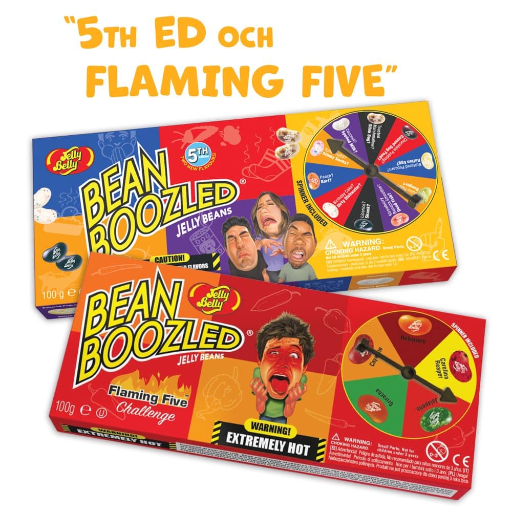Bean Boozled Flaming Five och Bean Boozled 5th Ed spel