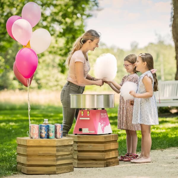 Royal Catering Sockervaddsmaskin - 52 cm - rosa