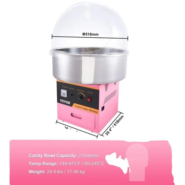 Vevor Sockervaddsmaskin, 1000W Effekt, 6 Cones/Min Produktion,Klar