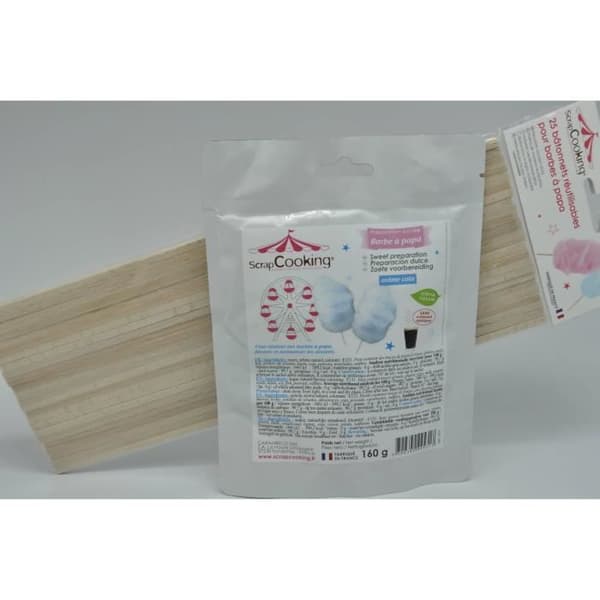 Socker och pinnar för blått sockervadd - Scrapcooking - Cola smak - 160g