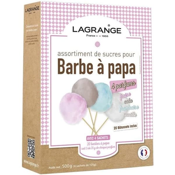 LAGRANGE Utbud av socker för Sockervadd - 4 smaker för 20 sockervaddar - Rosa