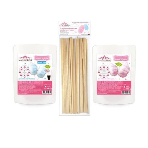 Blå &amp; rosa sockervaddslåda + Sticks