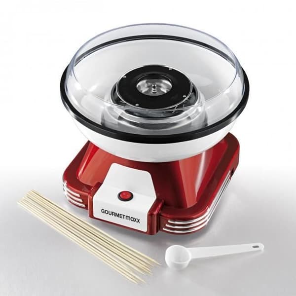 Sockervaddsmaskin - GOURMETmaxx - 500W - Godisröd - Retrodesign - Stänkskydd