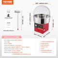 Miniatyrbillede 2 af 2: Candyflossmaskine, 1000W effekt, 6 vafler pr. minut, justerbar temperatur,Rød med cover