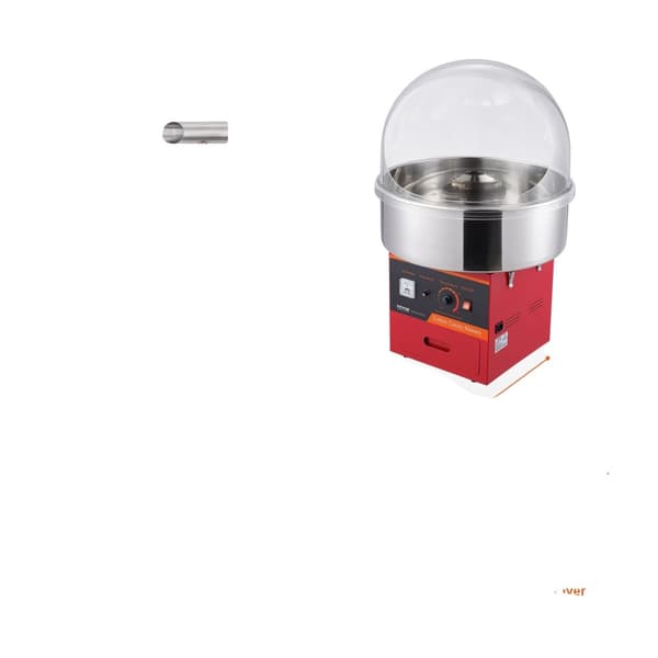 Candyflossmaskine, 1000W effekt, 6 vafler pr. minut, justerbar temperatur,Rød med cover