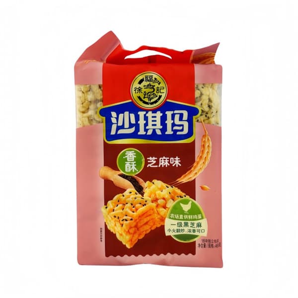 Äggkaka Med Sesamsmak 469g Shaqima Xu Fu Ji Kina