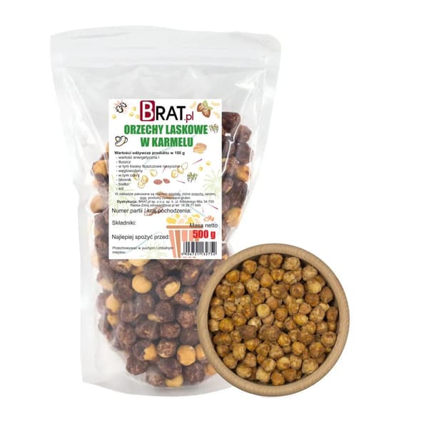 Hasselnødder i karamel 500 g