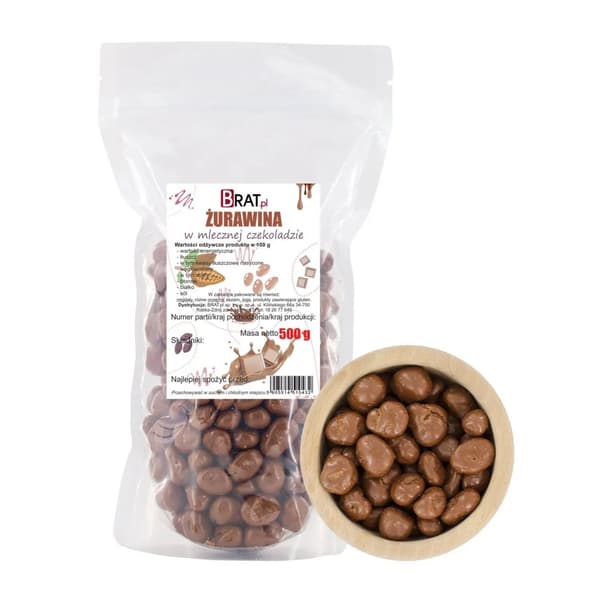 Tranebær i mælkechokolade 500 g