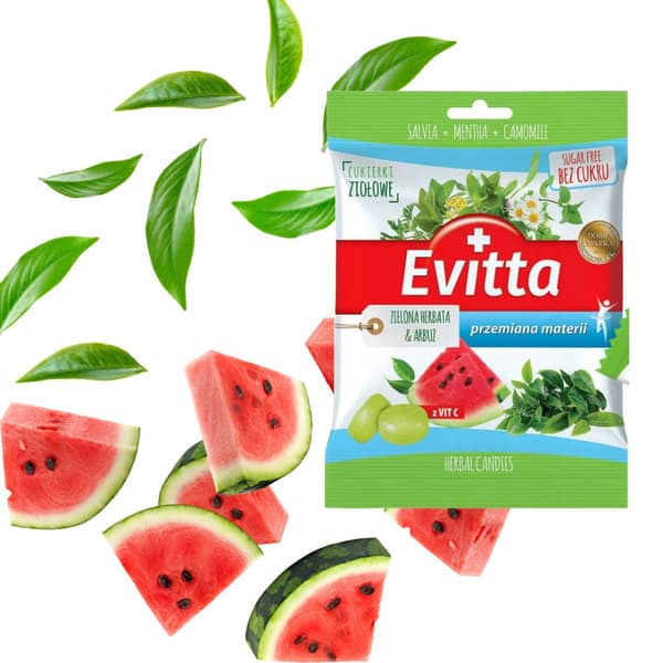 EVITTA SOKERITTOMAT KARKIT VIHREÄ TEE-VESIMELONI