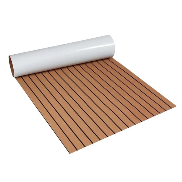EVA Teak Yacht Gulv, Selvklæbende, 240x90x0.5cm,Grå sort Brown black