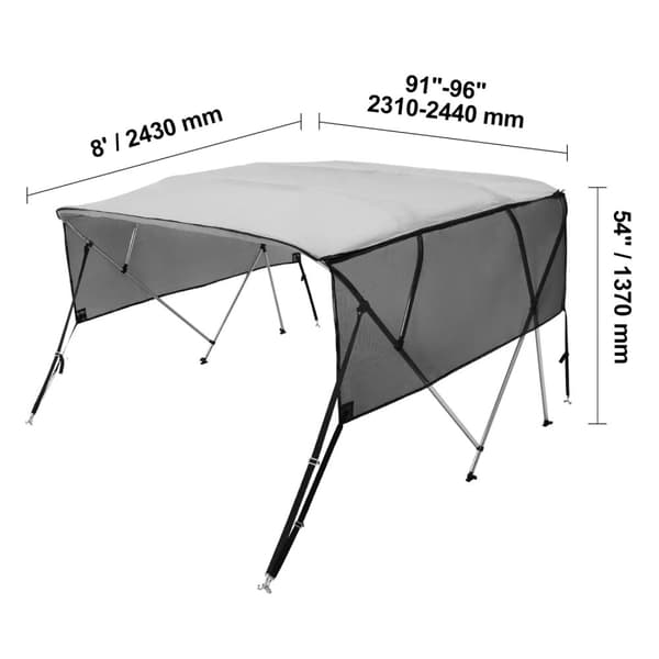Bådcover, Holdbart 600D Materiale, 4 Bue Design,85-90 tommer