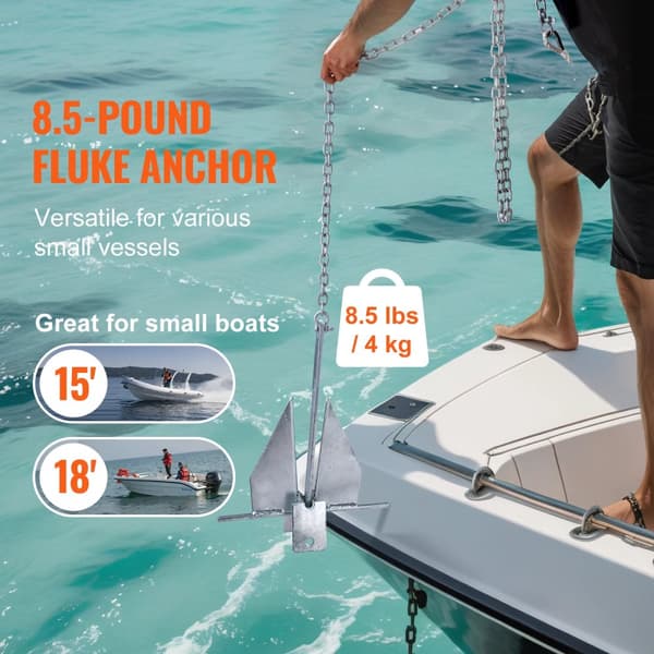 Fluke Anker, 8,5 lbs Vægt, Holdbar Stål Konstruktion,8,5 lbs