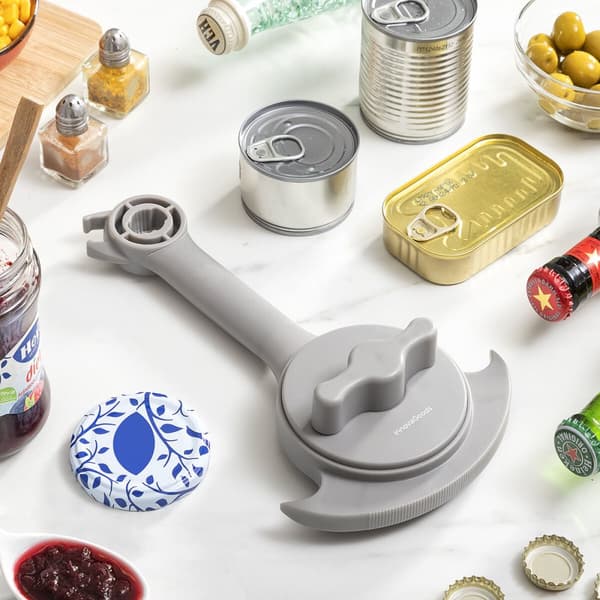 BRUKT Multifunksjonell Justerbar Lokkåpner for Glasskrukker, Bokser and Flasker Tapof InnovaGoods Grå Polykarbonat (Fikset A+)