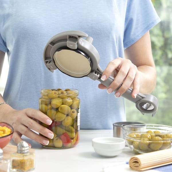 BRUKT Multifunksjonell Justerbar Lokkåpner for Glasskrukker, Bokser and Flasker Tapof InnovaGoods Grå Polykarbonat (Fikset A+)