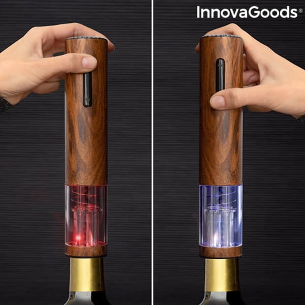 Automatisk genopladelig proptrækker med træ-effekt Corkout InnovaGoods