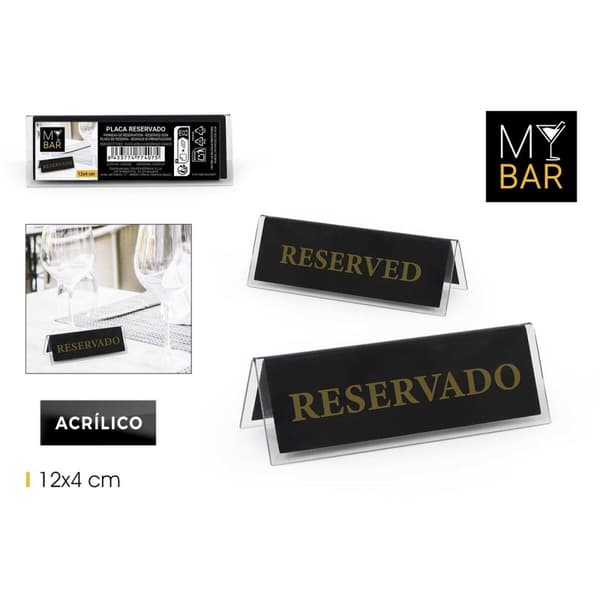 Identifikationsbricka My Bar RESERVADO / RESERVED 12 x 4 cm 2 mm 24 antal