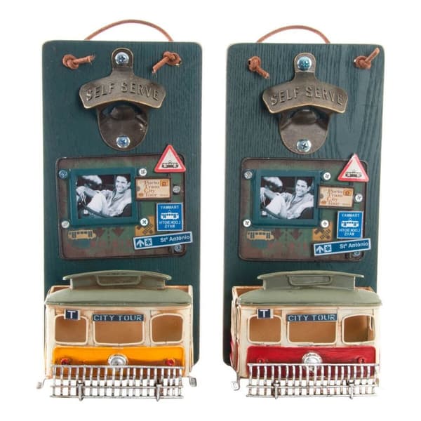 Pullonavaaja DKD Home Decor Self Serve Puu Metalli (2 pcs) (26 x 12 x 9 cm)