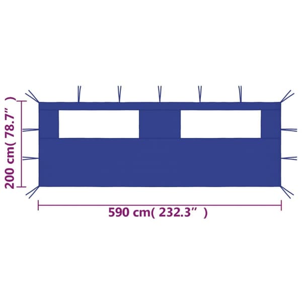 The Living Store pavillonvæg med vinduer 6x2 m blå -  Festtelte & havepavilloner – tilbehør