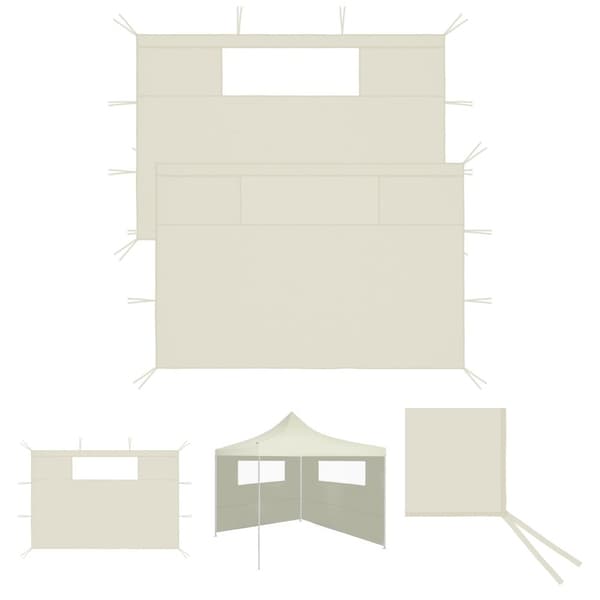 The Living Store pavillonvægge med vinduer 2 stk. cremefarvet -  Festtelte & havepavilloner – tilbehør