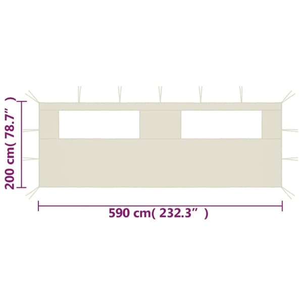 The Living Store Sidovägg med fönster till partytält 6x2 m gräddvit -  Tillbehör till partytält & lusthus