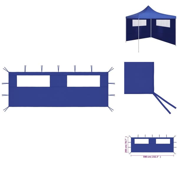 Festtelte & havepavilloner – tilbehør - Living pavillonvæg med vinduer 6x2 m blå