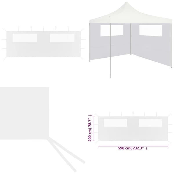 Pavillonvæg med vinduer 6x2 m hvid - Pavillonvæg - Pavillonvægge - Home & Living