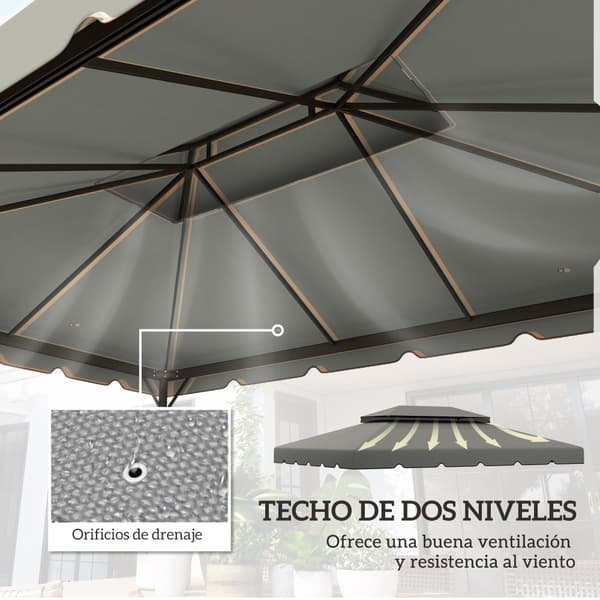Ersättning av gazebotak, Oxford-material, storlek 4x3 m, typ segelduk,Ljusgrå