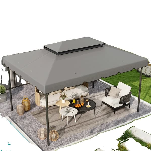 Ersättning av gazebotak, Oxford-material, storlek 4x3 m, typ segelduk,Ljusgrå