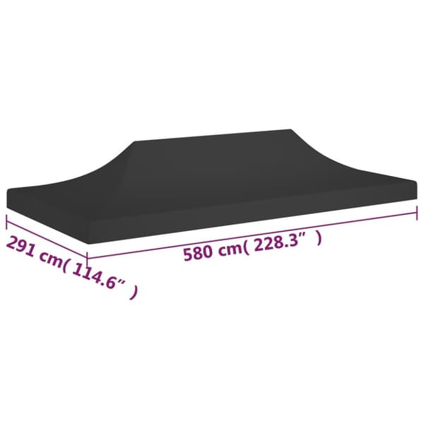 Tak till partytält 6x3 m svart 270 g/m²