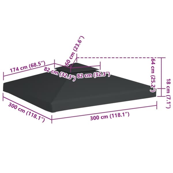 Paviljongtak 310 g/m² mörkgrå 3 x 3 m