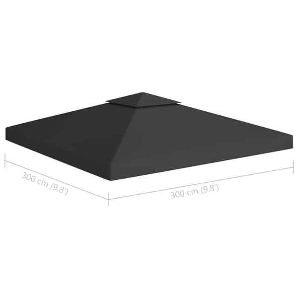 2-kerroksinen huvimajan katto 310 g/m² 3x3 m musta