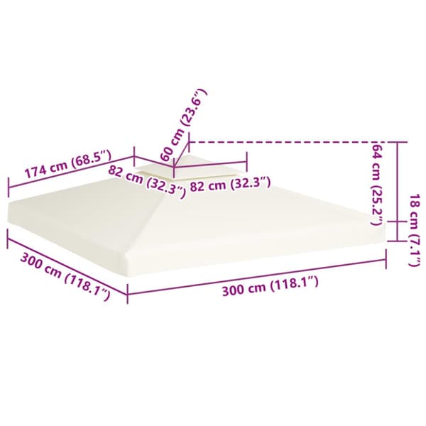 baldakin til pavillon 3x3 m 310 g/m² cremehvid
