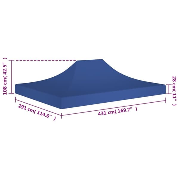 tag til festtelt 4,5x3 m 270 g/m² blå