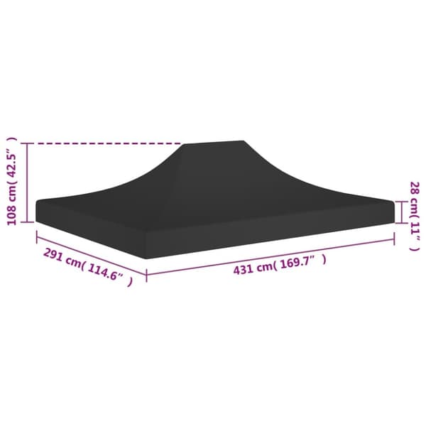 Tak till partytält 4,5x3 m svart 270 g/m²