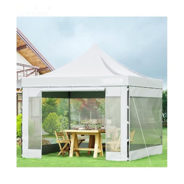10x10 Pop Up Canopy Telt - 3 Højdeindstillinger, Aftagelige Siddevægge & Hjulpose
