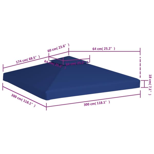 vidaXL Huvimajan vaihtokatto 310 g/m² Tummansininen 3 x 3 m -  Katosten & huvimajojen irtokatot