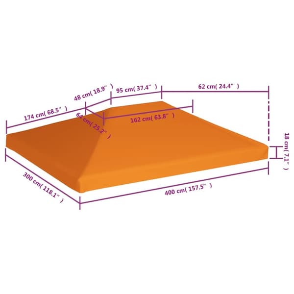 vidaXL Paviljongtak 310 g/m² 4x3 m orange -  Tak till partytält & lusthus
