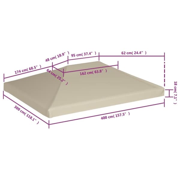 vidaXL pavillontopdække 310 g/m² 4x3 m beige -  Festtelte & havepavilloner – tage