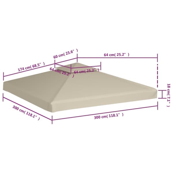 vidaXL Huvimajan vaihtokatto 310 g/m² Beige 3 x 3 m -  Katosten & huvimajojen irtokatot