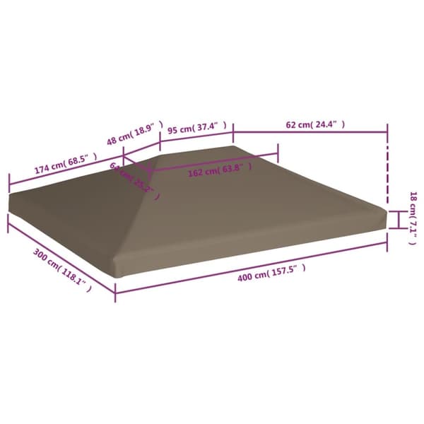vidaXL pavillontopdække 310 g/m² 3 x 4 m gråbrun - Festtelte & havepavilloner – tage
