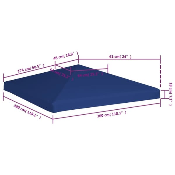 vidaXL Huvimajan katto 310 g / m² 3x3 m sininen -  Katosten & huvimajojen irtokatot