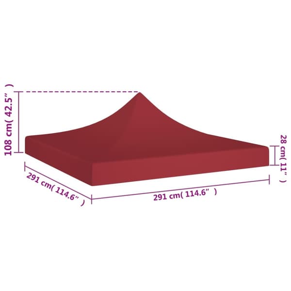 vidaXL Juhlateltan katto 3x3 m viininpunainen 270 g/m² - Katosten & huvimajojen irtokatot