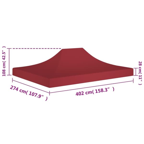 vidaXL Juhlateltan katto 4x3 m viininpunainen 270 g/m² -  Katosten & huvimajojen irtokatot