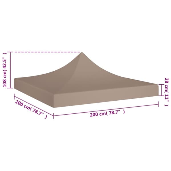 vidaXL Juhlateltan katto 2x2 m harmaanruskea 270 g/m² -  Katosten & huvimajojen irtokatot